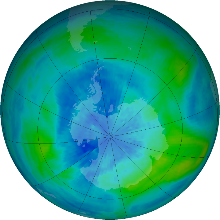 Antarctic ozone map for 24 March 2002
